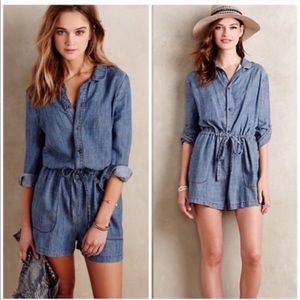 New Anthropologie small denim romper